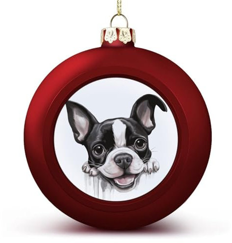 Welpe Doggy Weihnachtskugeln Ornamente Weihnachten Boston Terrier hängende Kugel dekorativ für Weihnachtsbäume, Feiertagsparty, Neujahrsgeschenk