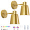 Lampop Battery Operated Wall Lights Set of 2, Gold Wall Light Rechargeable, Dimmable Bulbs with 15 Lighting Colors, Wireless Wall Sconce Indoor for Bedroom Hallway Living Room
