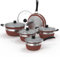 VBGK Pots and Pans Set 10-Piece Stainless Steel Cookware Set, Non-Toxic Kitchen Set, Kitchen Cooking Set with Tempered Glass Lid and Warming Handle, Suitable for All Cooktops, Stackable