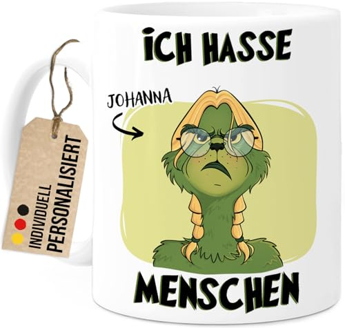 Tassenliebling® Lustige Grinch Tasse Weihnachten personalisiert mit Motiv - Weihnachtstasse Wichtelgeschenke lustig für Frauen