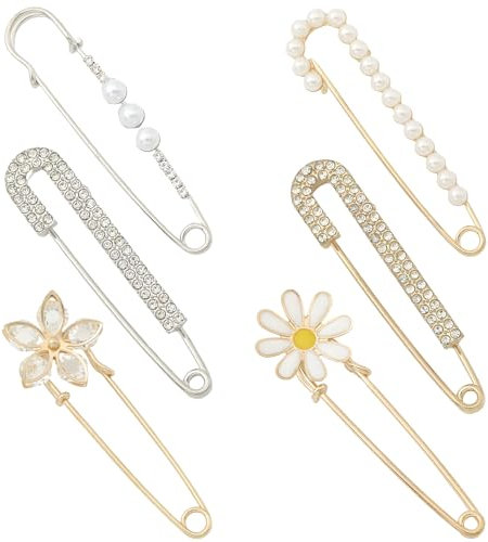 KHDULQ 6 Pièces Broche Femme Épingle à Nourrice Strass Artificiels pour Vêtement - Anti Exposition