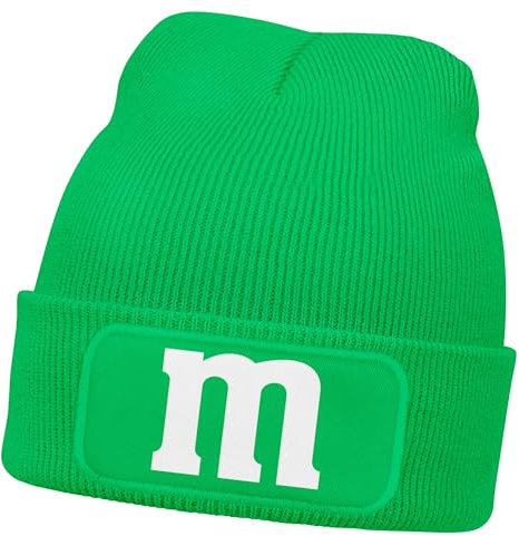 MoonWorks® Damen Beanie Patch Strickmütze Spruch Karneval Fasching Aufdruck M Damenmütze Gruen Unisize