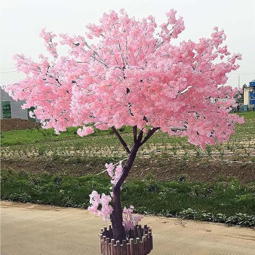 Grand Arbre de Fleur de Cerisier Artificiel,Fleurs Artificielles Fait à La Main Rose Faux Sakura Fleur Decor pour événement de Mariage fête Restaurant Centre Commercial,002,1x0.6m/3.2x1.9ft