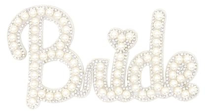 CHEERYMAGIC Rhinestone Iron on Patches, Bride Diamond Pearl Stick on Letter Patches, Glitter Bride Iron on Fabric Applique Letters Patches for Clothes Hat DIY Art Craft Supplies A9AXXNTT