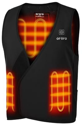 ORORO Unisex Lightweight Adjustable Heated Gilet Liner with Battery (Black,M/L)