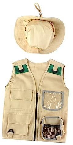 Garneck 1 Satz Explorer Vest Hat Set Leichter Entdeckerhut Kinderkleidung Outdoor-kleidung Für Erkundungshut Explorer-kit Outdoor-abenteuerset Für Stoff Khaki