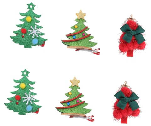 Healeved 6 Pcs Pinces à Cheveux Sapin de Noël Barrettes Festives Accessoires de Coiffure pour Femmes et Filles pour Fêtes de Noël Style Aléatoire