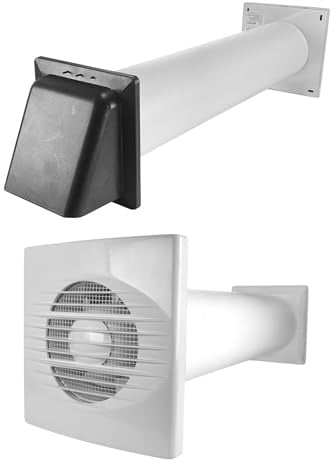 MYPURECORE Through Wall Ventilation Kit – 100mm Bathroom Extractor Fan with Timer & Humidistat – 50cm PVC Duct & External Louvre Vent – Ideal for Bathroom, Toilet, Kitchen, Home & Office (Grey)