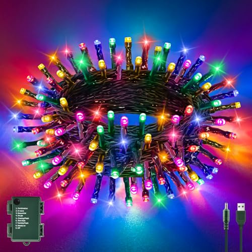 cshare Multicoloured Fairy Lights Battery Operated, 6M 60LED Christmas String Lights with Timer, Waterproof for Garden Bedroom Mini Xmas Tree Indoor Outdoor Decorations