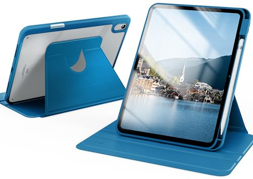 CACOE Rotating Case for iPad (A16) 11th/10th Generation with Pencil Holder | 2025/2022 11/10.9 inch, 360 Rotatable Shockproof Cover for iPad 11/10 Gen, Peacock Blue