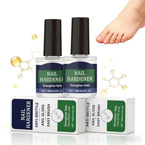 Hyaluronic Acid Nail Strengthener & Repair Serum 11ml - Anti-Brittle, Fast Growth Nail Hardener for Damaged Weak Nails, Cuticle Care for Manicure & Home Use (2Pcs)