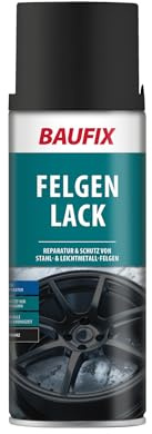 BAUFIX Felgenlack schwarz, matt, 400 ml, Sprühlack zur Verschönerung und Reparatur von Leichtmetall- und Stahlfelgen und Radkappen