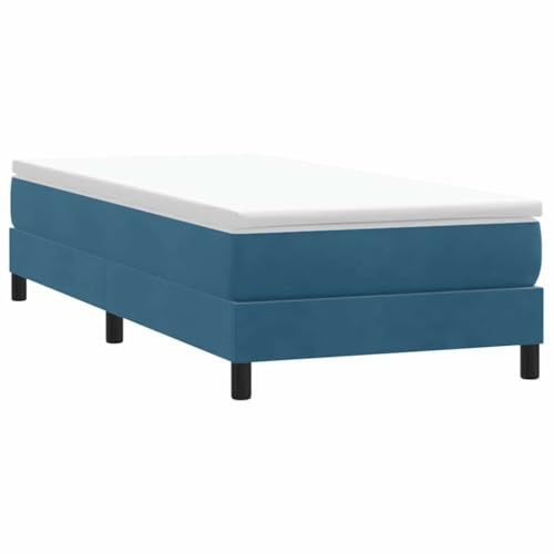 YuuSsea Boxspringbett Rahmen Dunkelblau 100x210 cm, Samtstoff, Bettgestell ohne Matratze, Schlafzimmer Möbel, stabile Holzkonstruktion für erholsamen Schlaf