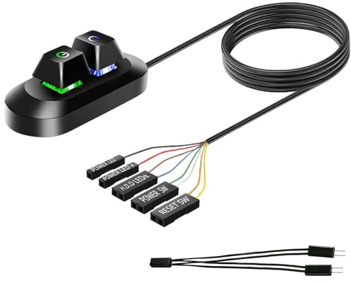 Desktop Computer External PC Power Button with RGB Light Multifunctional Computer Power Switch for Home Desktop E-Sports Internet Cafes Easy Start and Reset Control with Motherboard Cable 1.8M/5.9FT