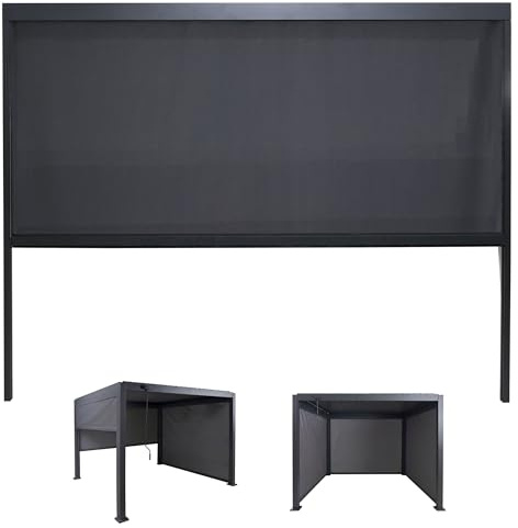 Seitenwand für Pergola HWC-P65, Pavillon Rollo Ersatzseitenwand, Sichtschutz Stoff/Textil sturmfest 3x3m - anthrazit