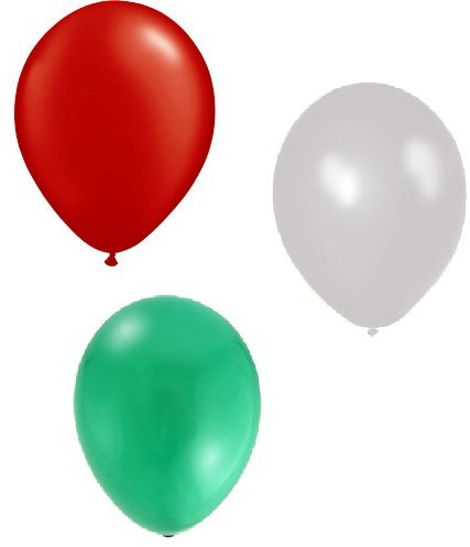 30 ITALIE EURO BALLONS - VERT/BLANC/ROUGE MÉTALLIQUE LATEX 12
