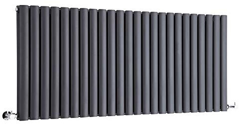 Milano Aruba Anthracite Horizontal Double Oval Panel Radiator - 635mm x 1416mm