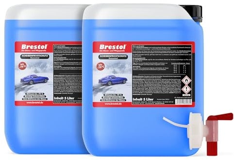 Brestol Scheibenfrostschutz 10 Liter Konzentrat -70 °C inkl. Auslaufhahn 51 mm - Waschanlagenzusatz Antifrost Anti-Frost Klarsicht Enteiser Scheibenenteiser Klare Sicht