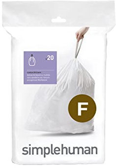 simplehuman Code F, Custom Fit Bin Liners, 20 Liners, White, 25 L