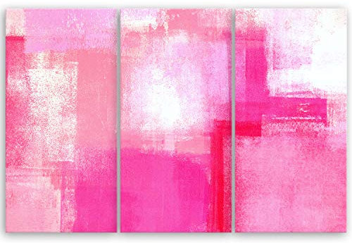 ge Bildet Bild auf Leinwand | Pink Abstract in 120x80 cm mehrteilig als Wandbild XXL | Wand-deko Dekoration Wohnung modern Bilder | 1238