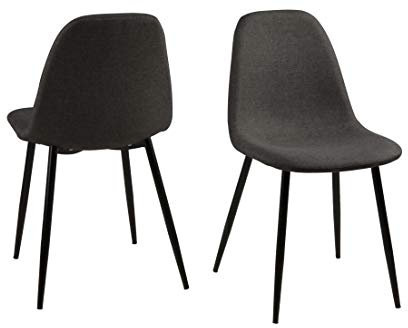 AC Design Furniture Linea Esszimmerstühle 4er Set, B: 44,5 x T:56 x H: 84 cm, Dunkelgrau/Schwarz, Stoff/Metall, 4 Stk