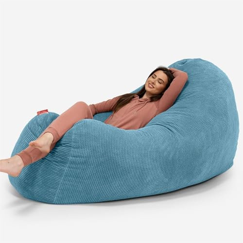 Lounge Pug, Riesen Sitzsack Couch, Sitzsack Sofa, Pom-Pom Türkis