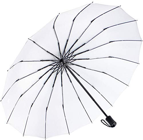 iX-brella Paraguas de bolsillo de 16 piezas con abridor de mano, Blanco, 98 cm, Abrebotellas de mano