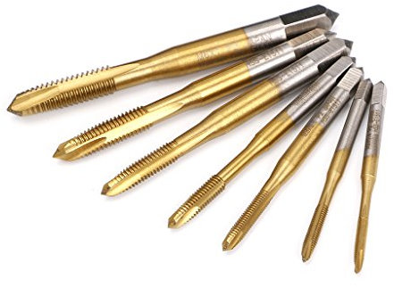 Chiic Gewindeschrauben/Gewindebohrer-Set, titanbeschichtet, HSS M2/M2,5/M3,5/M4/M5/M6, metrisch, gerade, gerade, Gewindebohrer, Gewindebohrer und Schneideisen