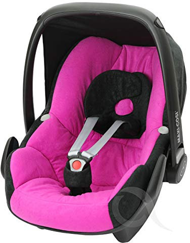 Car Seat Cover fits Maxi COSI Pebble 0+ Full Set New Super Soft Plush Fabric (hot Pink/Black)