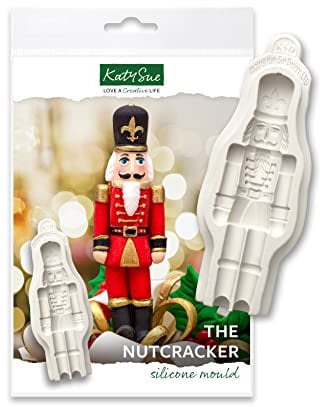 Katy Sue Nutcracker Silicone Mould for Christmas Cake Decorating & Crafting. Makes a Nutcracker Soldier 110 Tall x 35 Wide in Millimetres for Fondant, Sugar Paste, Air Dry Clay, Polymer Clay. UK-Made