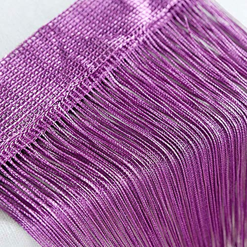 Tür-Vorhang / Wandpaneel mit Fransen, für Fenster, Zuhause, Terrasse, Schlafzimmer, Hochzeit, Restaurant idealer Raumteiler, dekorative Quaste, Polyester, violett, 100_x_200_cm