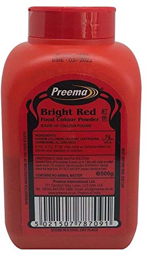 Bright RED Preema Food Colour Powder Tubs 500g Cake Decoration