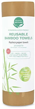 Nourish Our Planet Reusable Bamboo Kitchen Towel - 1 roll of 20 sheets