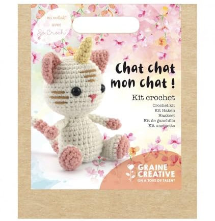 Graine Créative Einhorn Katzenhaken Kit: Häkeln, Mehrfarbig, 15 cm, Unisex, All Ages, Nicht zusammenklappbar, Fantasie, Stricken, Häkelkit, Nähset, Ganzjährig, Craft Kits