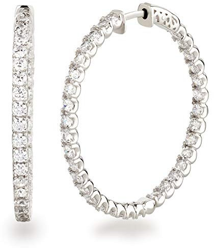 Schöner-SD Große Creolen 35mm mit Zirkonia außen und innen 925 Silber rhodiniert