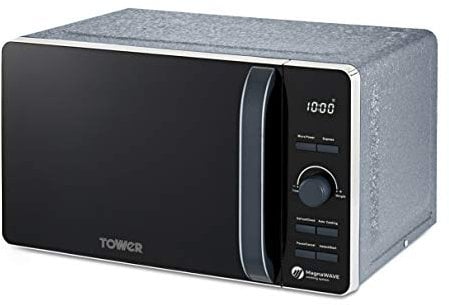 Tower T24031BLU Microwave, Ice Diamond Collection, Large 20 Litre Capacity with Digital Timer, 6 Power Levels and Pull Handle Door, 800 W, Steel, Blue
