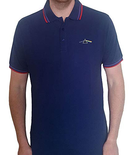 Pink Floyd Polo Shirt Dark Side of the Moon Prism Official Mens Navy Blue