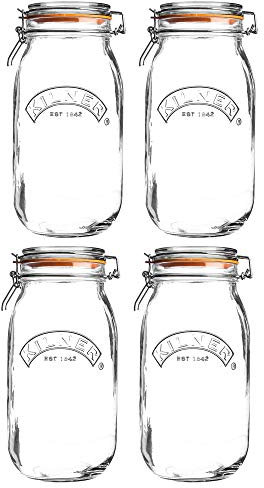 Kilner Clip Top Round Glass Jar 3 Liter Clear/Transparent (Pack of 4)