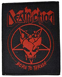 ValueMerch - DESTRUCTION Born To Thrash Pentagram - Aufnäher Patch, Schwarz, Rechteckig, 1 Stück, ca. 8 x 10 cm, Baumwolle (Cotton) oder Polyester, Heavy Metal, Musik