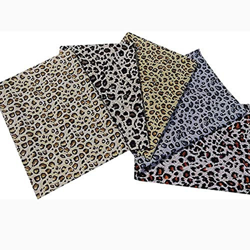 Egurs 5 Stück 50 * 50cm Leopardenmuster Baumwollstoff Meterware DIY Patchwork Stoffe Paket Nähen Stoffe Bündeln