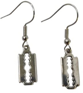 LeahMaria Silber Rasierklinge Ohrringe Punk Goth Halloween 2 Stück