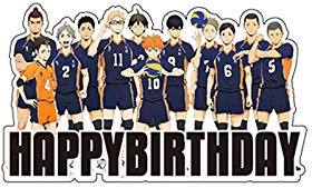 Happy Birthday Kuchenaufsatz für Haikyuu-Fans, japanischer Anime-Volleyball-Junior-Cupcake-Topper, für Haikyuuu-Dekorationen, für Partys, personalisierte Kuchendekoration