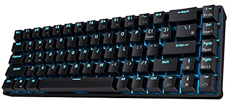 RK ROYAL KLUDGE RK68(RK855) 65% Wireless Mechanical Keyboard, 60% 68 Keys Compact Bluetooth Gaming Keyboard with Stand-Alone Arrow/Control Keys, Hot-Swappable Tactile Blue Switch, Black