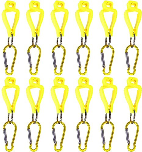 WerkWeit Handschuhhalter, 12 Stück Handschuh Clip, Handschuh Halter Rutschfeste Handschuhalterung mit Karabiner, Sicherheitsarbeitsclips Handschuh Grabber Halter für Masken Brille Kleiderbügel (Gelb)