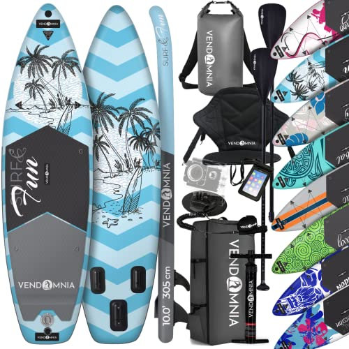 SUP Board Set 305x76x15 aufblasbar, Kajaksitz, Cam Halterung, Luftpumpe, Tragetasche, Rucksack, Drybag, Beinleine, Handytasche, Teleskoppaddel, Stand Up Paddle, Paddling, Paddelboard, Surfboard, 170kg