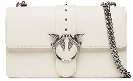 Pinko Love One Classic C Vitello Set, Borsa Donna, Z14O_Bianco Seta-Old Silver, U