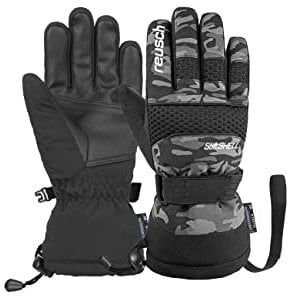Reusch Connor R-TEX XT Junior warme, wasserdichte, Winddichte und atmungsaktive Winterhandschuhe Fingerhandschuhe Skihandschuhe für Kinder Kids Jugendliche Mädchen und Jungen, Camouflage-schwarz, 3