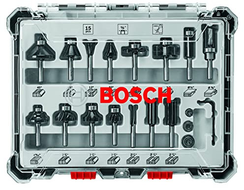 BOSCH (Universally Compatible Accessory) RBS015MBS 15 pc. Carbide-Tipped Wood Router Bit Set