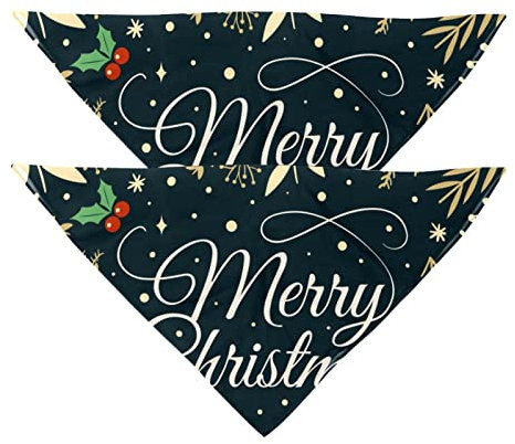 Hundehalstuch, Merry Christmas, Blätter, Hirsch, Mädchen, Jungen, Haustier-Lätzchen, Hundeschal, waschbar, Zubehör für kleine, mittelgroße und große Hunde, Welpen, Katzen, Haustiere, 2 Stück