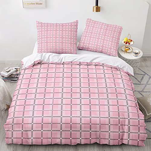 Morbuy Weiche Bettwäsche aus Mikrofaser Bettbezug 135x200 155x220 200x200 220x240 mit Reißverschluss + Kissenbezüge 80x80 cm, Plaid Bettwäsche-Set (135x200cm,Grau rosa)